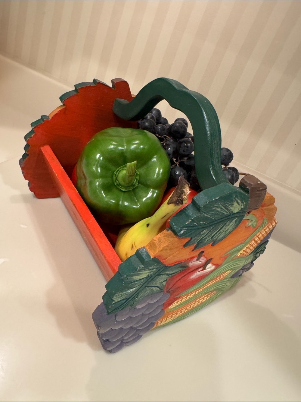 Hand Painted Wooden Fall Harvest Basket - Picture 7 of 15
